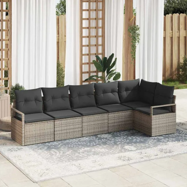 vidaXL Tuinbankenset 6 st Grijs poly rattan, foto 2