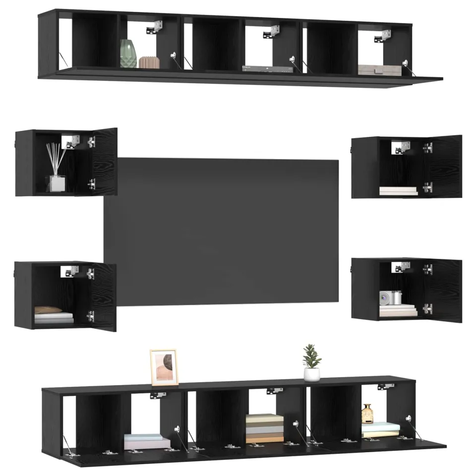 vidaXL Tv-meubelset 10 st 180 x 30 x 30 cm Zwart eiken