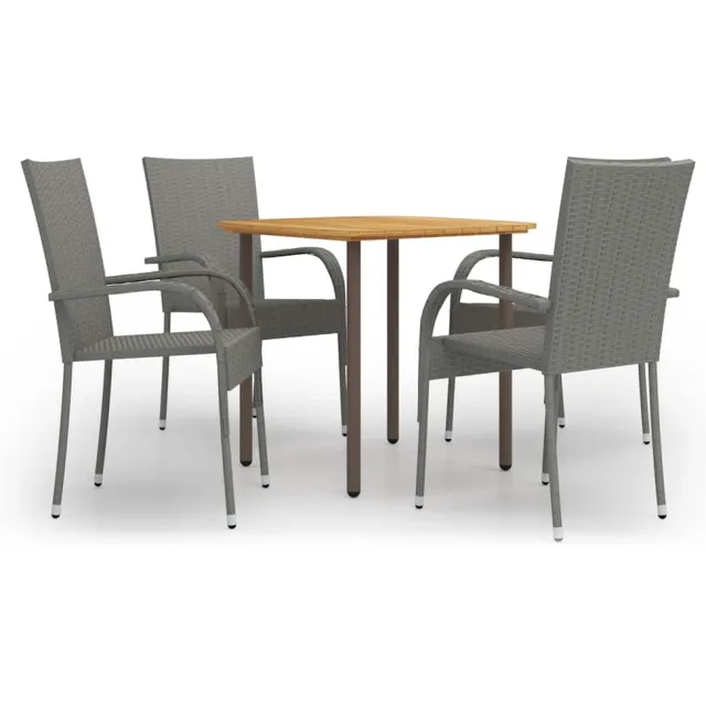 vidaXL 5-delige Tuinset poly rattan grijs