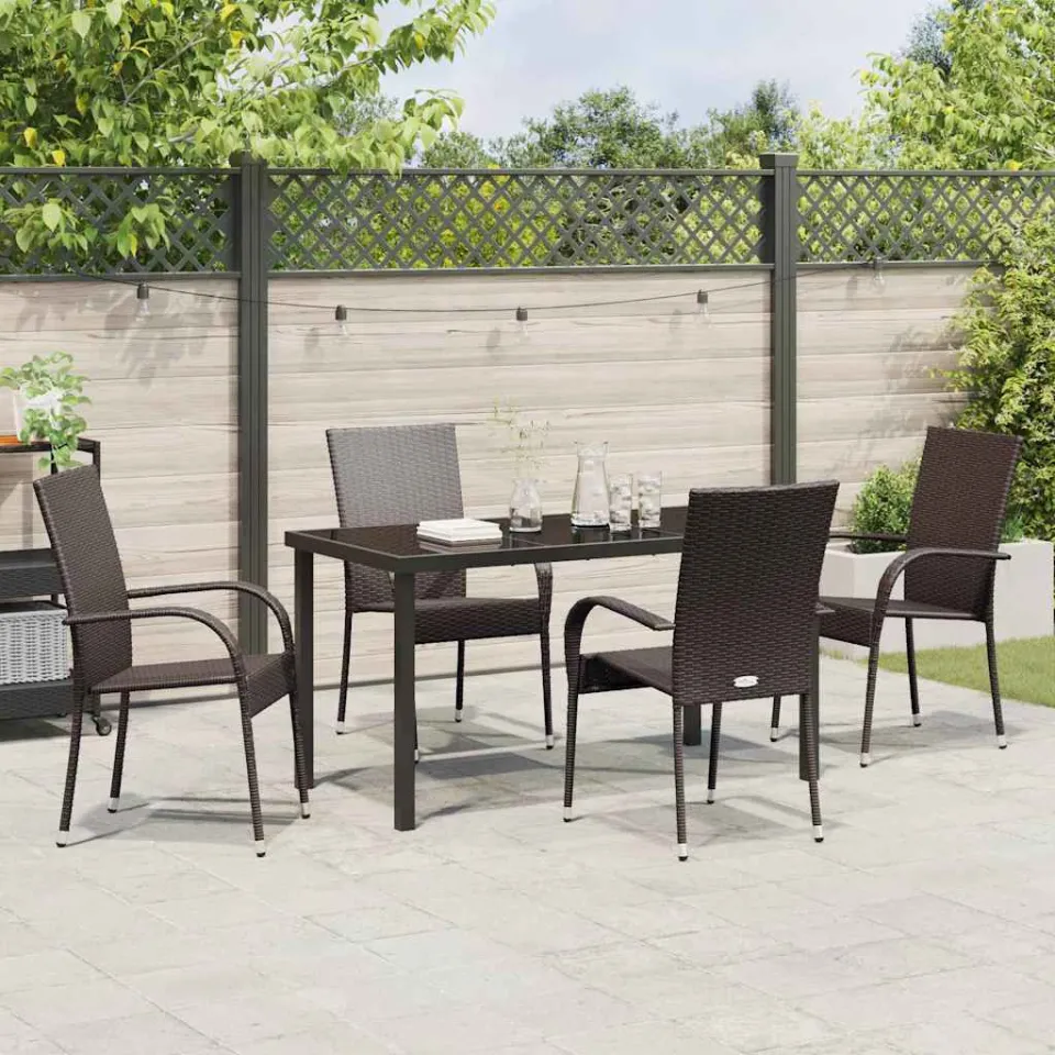 vidaXL Tuin eettafelset 5 st Bruin Gepoedercoat staal, foto 3