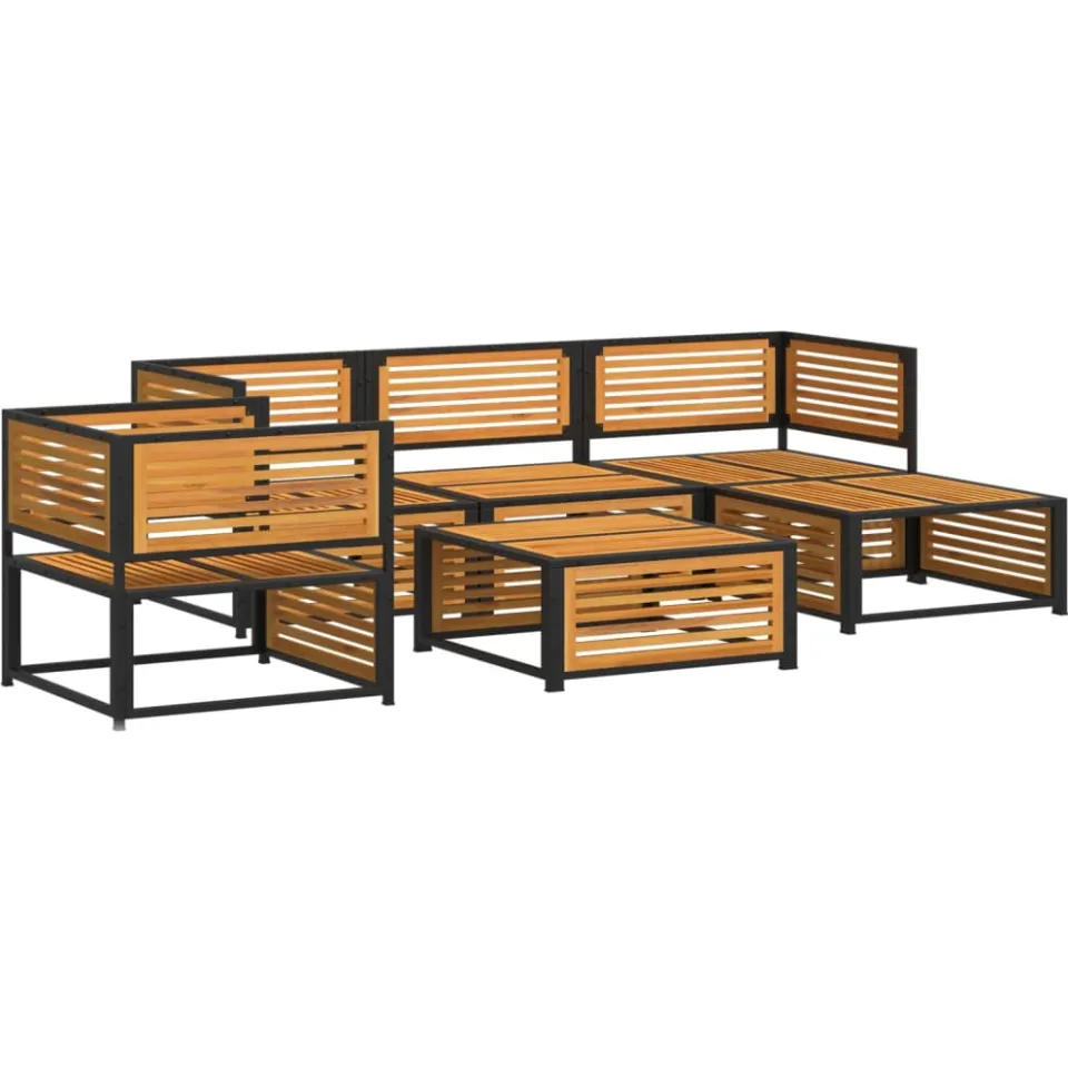 vidaXL 6-delige Loungeset met kussens massief acaciahout Bruin