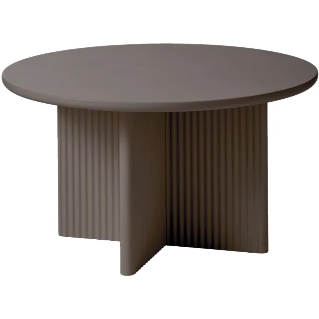 Nest of Nora Ronde salontafel Lona - 80 cm - Houten kruispoot met ribstructuur - Taupe Lichtbruin