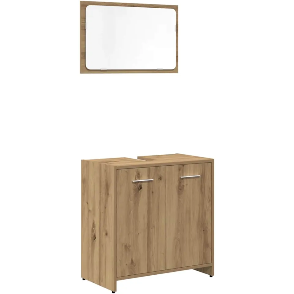 vidaXL 3-delige Badkamermeubelset bewerkt hout artisanaal eikenkleur, foto 3