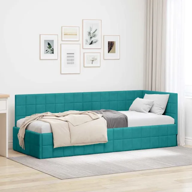 vidaXL Hoekbedframe Turquoise 80 x 200 cm fluweel