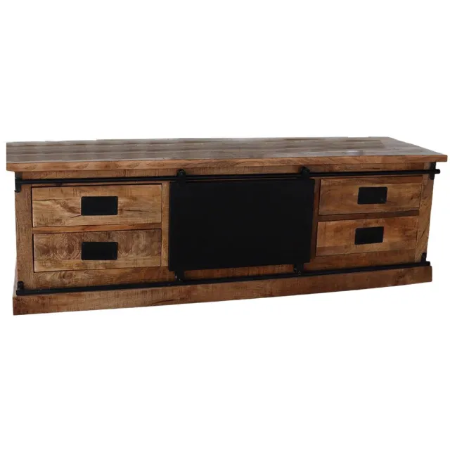 Lizzely Garden & Living Dressoir mangohout Jones bruin zwart ladekast industrieel 155cm duurzaam mango kast