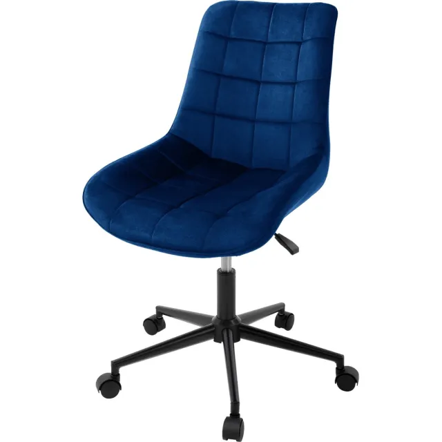 ml-design bureaustoel,blauw, fluwelen zitting, metalen frame,gestoffeerde stoel met rugleuning,in hoogte verstelbaar, 360° draaibare stoel met 5 wielen,ergonomische bureaustoel voor thuiskantoor & Blauw, Zwart