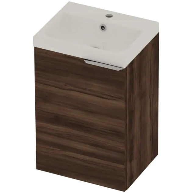 Basic-Line Pretty 36 Badmeubelset Polystone 1 Kraangat 45x36x70 cm Barista Oak Glans Wit