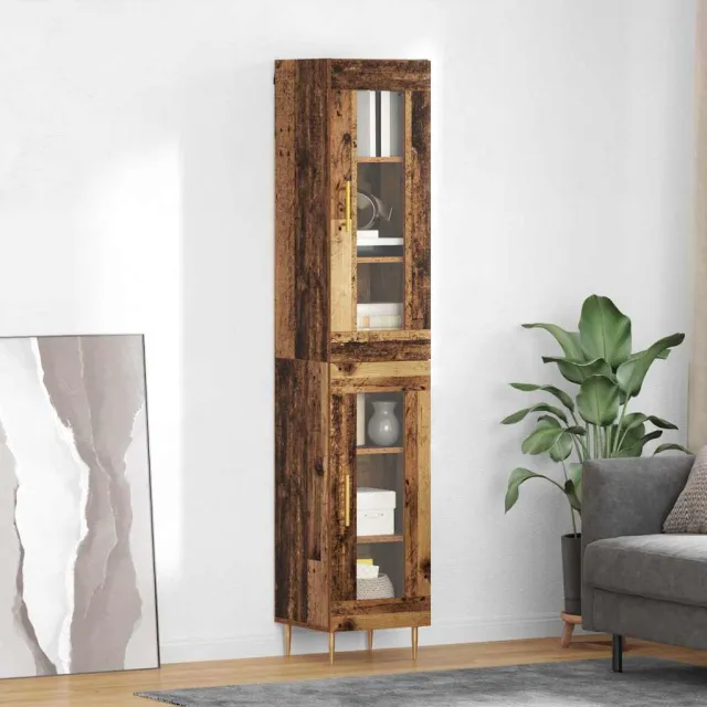 vidaXL Hoge kast 2 st Oud Hout 34,5 x 34 x 180 cm Bewerkt hout bruin, foto 2