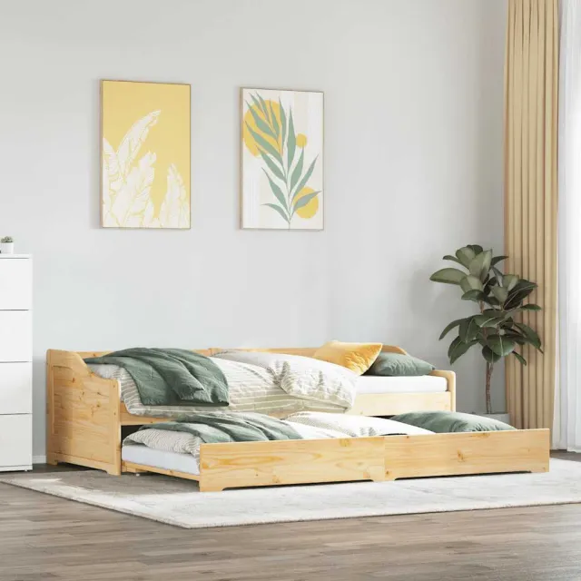 vidaXL Slaapbank met onderschuifbed zonder matras IRUN 90x200 cm Bruin