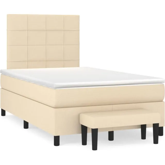 vidaXL Boxspring met matras stof crèmekleurig 120x190 cm