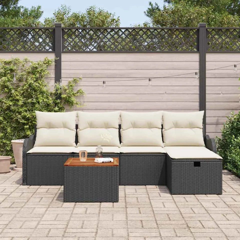 vidaXL Tuin Sofa Set 6 st Poly riet bruin, foto 2