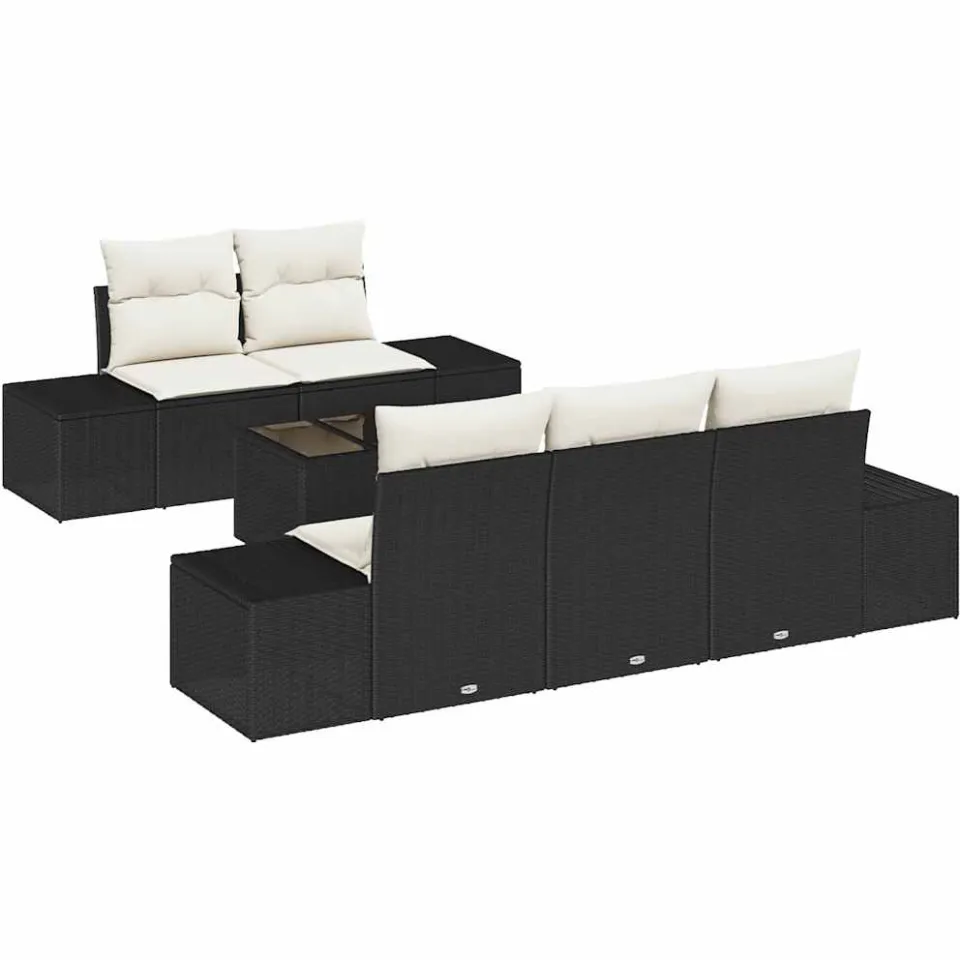 vidaXL Tuin Sofa Set Zwart poly rattan