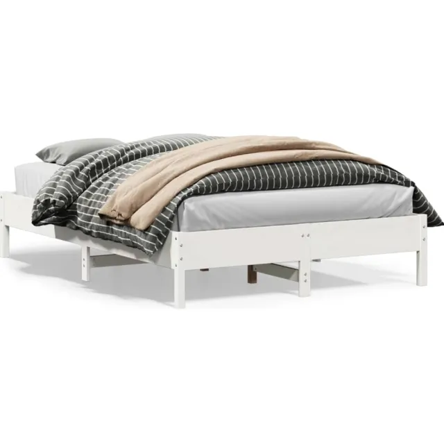 vidaXL Bedframe zonder matras massief grenenhout wit 140x200 cm