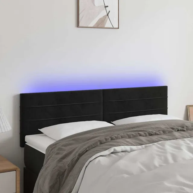 vidaXL Hoofdbord LED 144x5x78/88 cm fluweel zwart