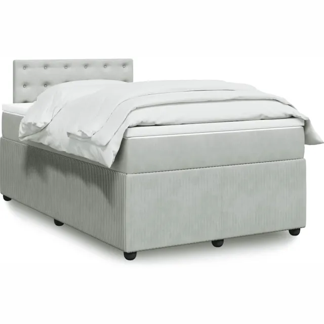 vidaXL Boxspring met matras fluweel lichtgrijs 120x190 cm grijs