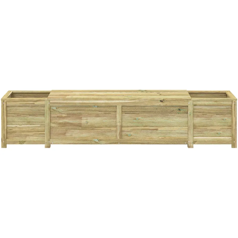 vidaXL Tuinbank met opbergruimte en plantenbak 193,5 x 40 x 41 cm Bruin
