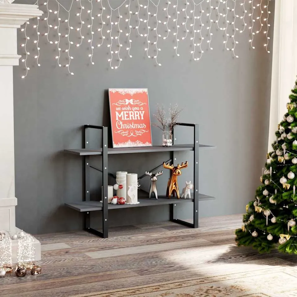 vidaXL Boekenkast met 2 schappen 100x30x70 cm massief grenenhout grijs, foto 2