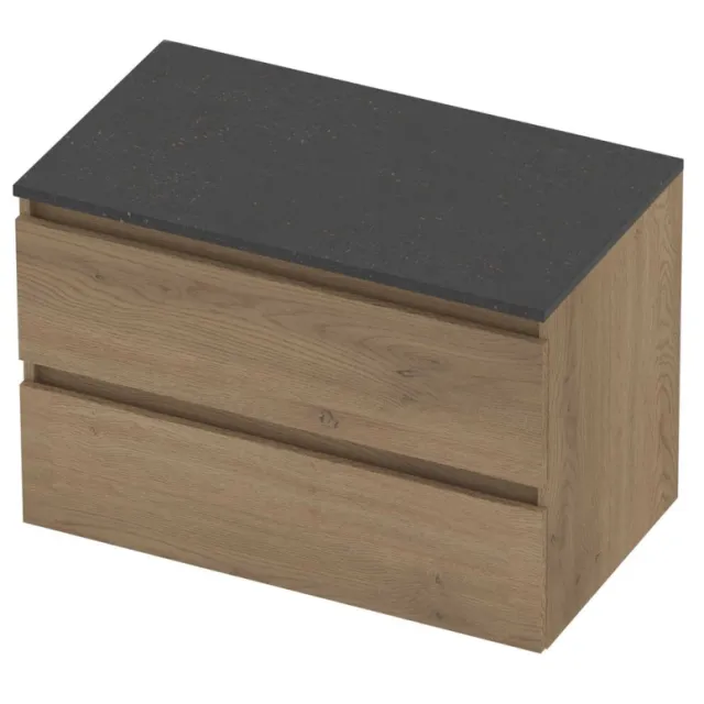 Basic-Line Deck 46 Badmeubelset Greeploos 80x46x58 cm Pure Oak Blue Stone Grijs