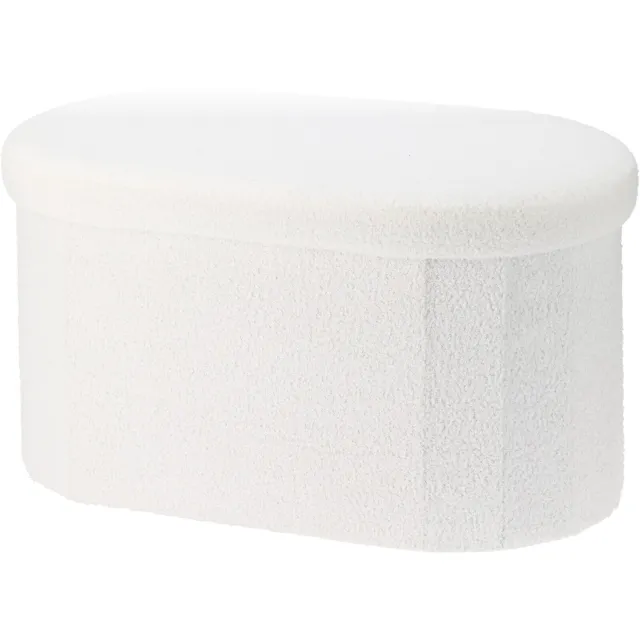Home & Styling Collection Home Styling Collection - Langwerpige poef met opbergruimte, bouclé, BINI, 71 x 39,5 x 39 cm Wit