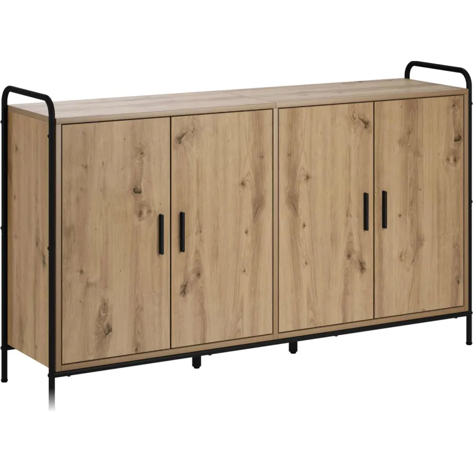 vidaXL Dressoir Artisanaal eiken 97 x 33 x 81 cm Bewerkt hout, foto 3