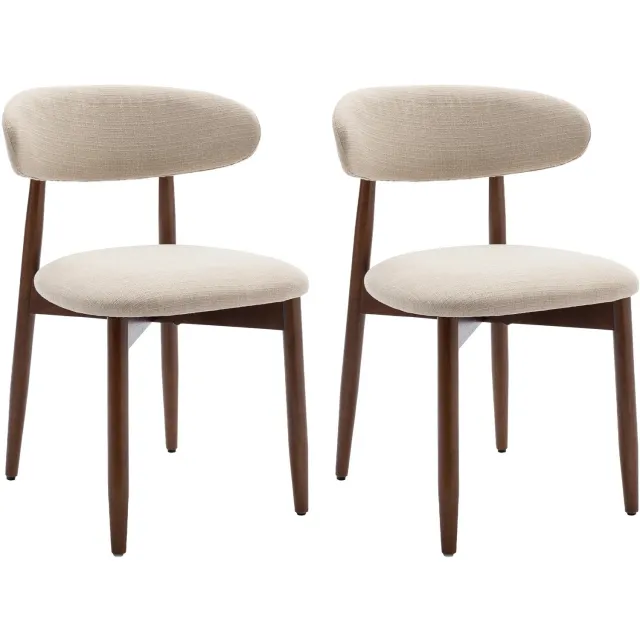 Niamora Eetkamerstoelen - Eetstoelen - Tafelstoelen - Zitstoelen - Set van 2 - Lichtgrijs - Houten poten - Scandinavische stijl.