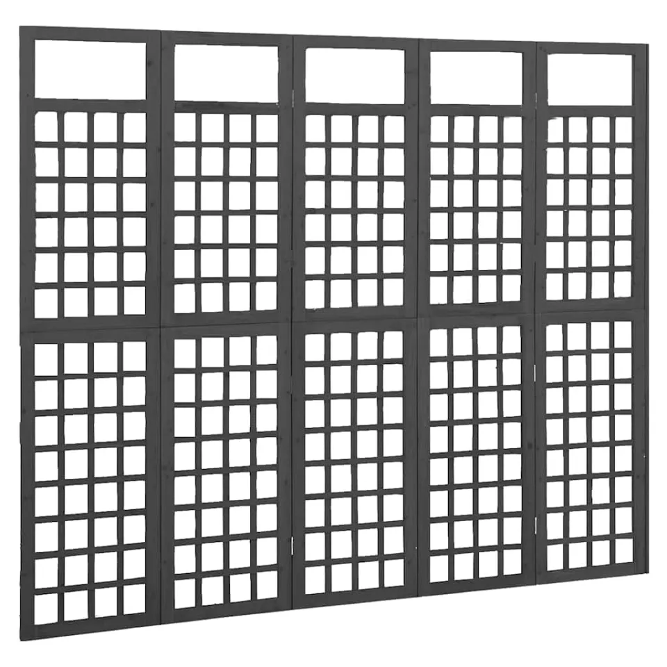 vidaXL Kamerscherm/trellis met 5 panelen 201,5x180 cm vurenhout zwart, foto 3