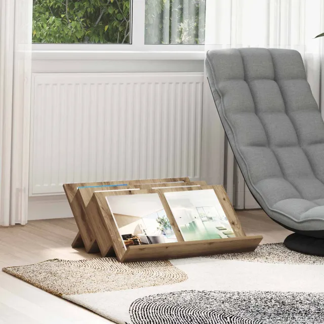 vidaXL Tijdschrift Rek Artisan Eiken 65 x 53 x 28,5 cm Bewerkt hout, foto 2
