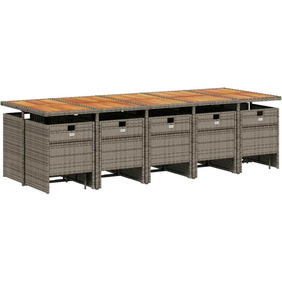 vidaXL 15-delige tuinset met kussens, grijs polyrotan