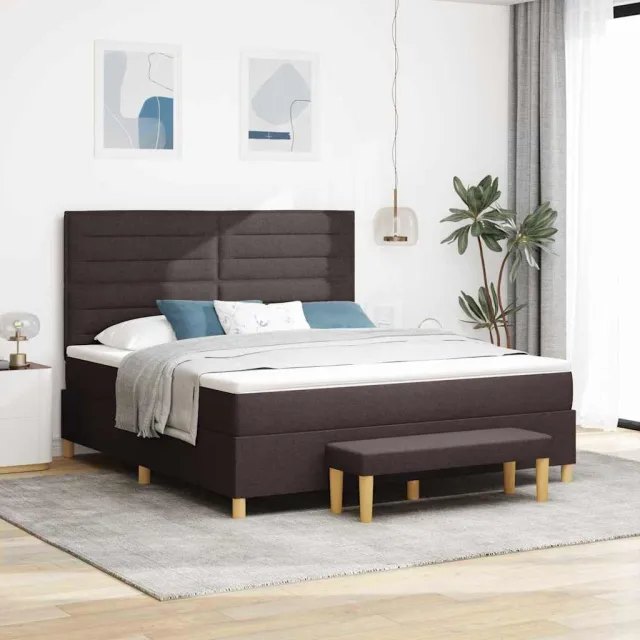 vidaXL Boxspring bed met hoofdeinde Donkerbruin 200 x 180 cm Stof