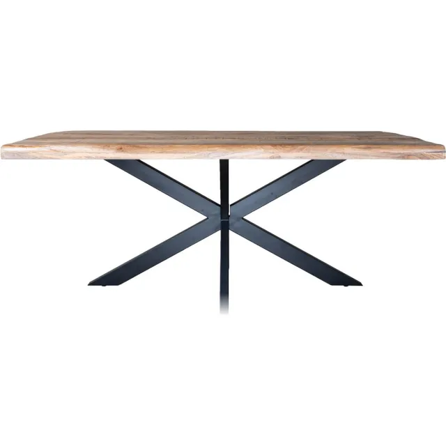 Home67 Eettafel Arvu 300 cm - Mangohout Spinpoot - Industrieel - Rechthoek - 8 tot 10 personen - Keukentafel Bruin