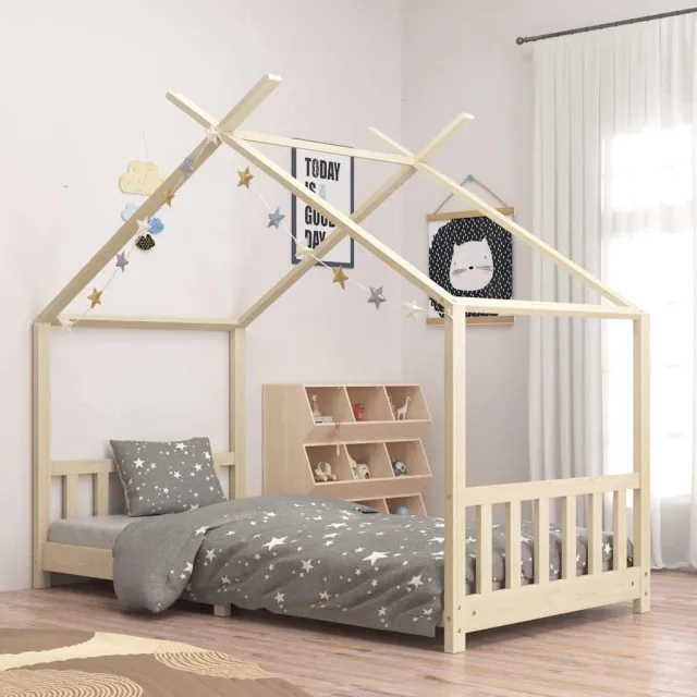vidaXL Kinderbedframe massief grenenhout 90x200 cm Bruin