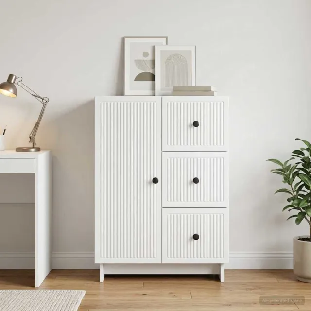 vidaXL Dressoir Wit 66 x 34,5 x 90 cm Bewerkt hout