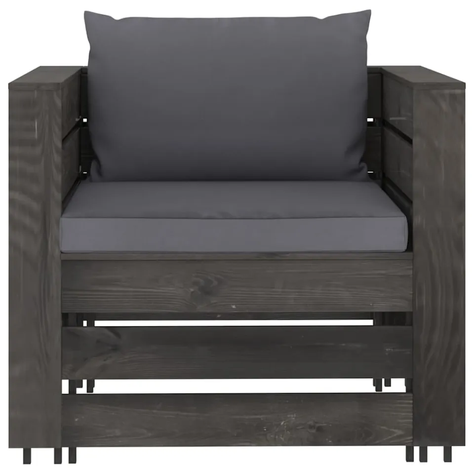 vidaXL 2-delige Loungeset met kussens grijs geïmpregneerd hout, foto 3