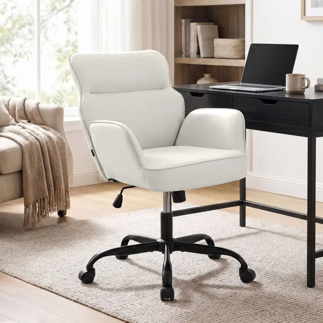 Luxe Comfort Bureaustoel - Met armleuningen - Kunstleer - Wit
