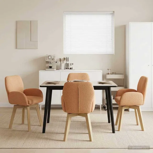 vidaXL Draai Eetstoelen 4 st Bouclé Beige 54 x 58 x 87 cm