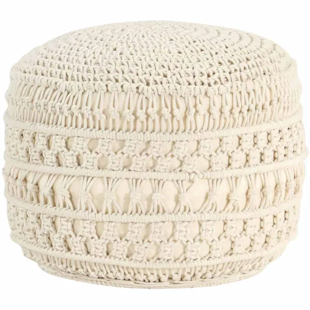 vidaXL Poef macramé handgemaakt 45x30 cm katoen beige