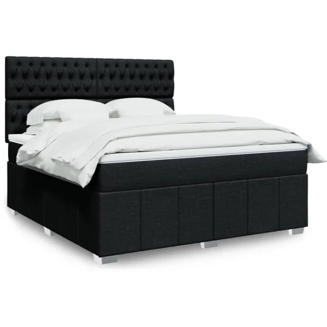 vidaXL Boxspring met matras stof zwart 180x200 cm