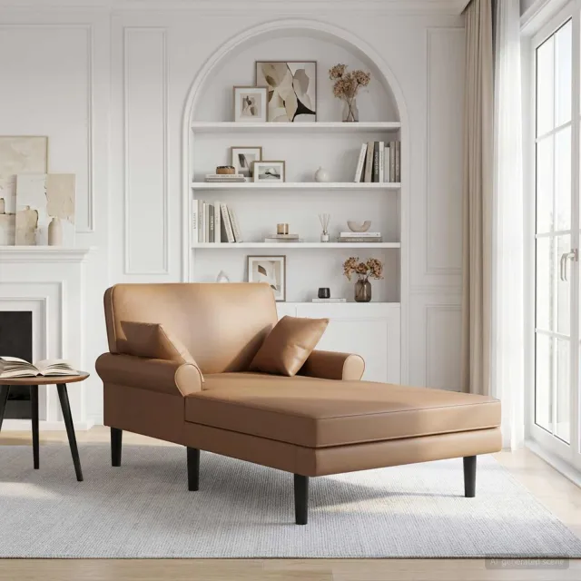 vidaXL Chaise longue Cappuccino Kunstleer Tan