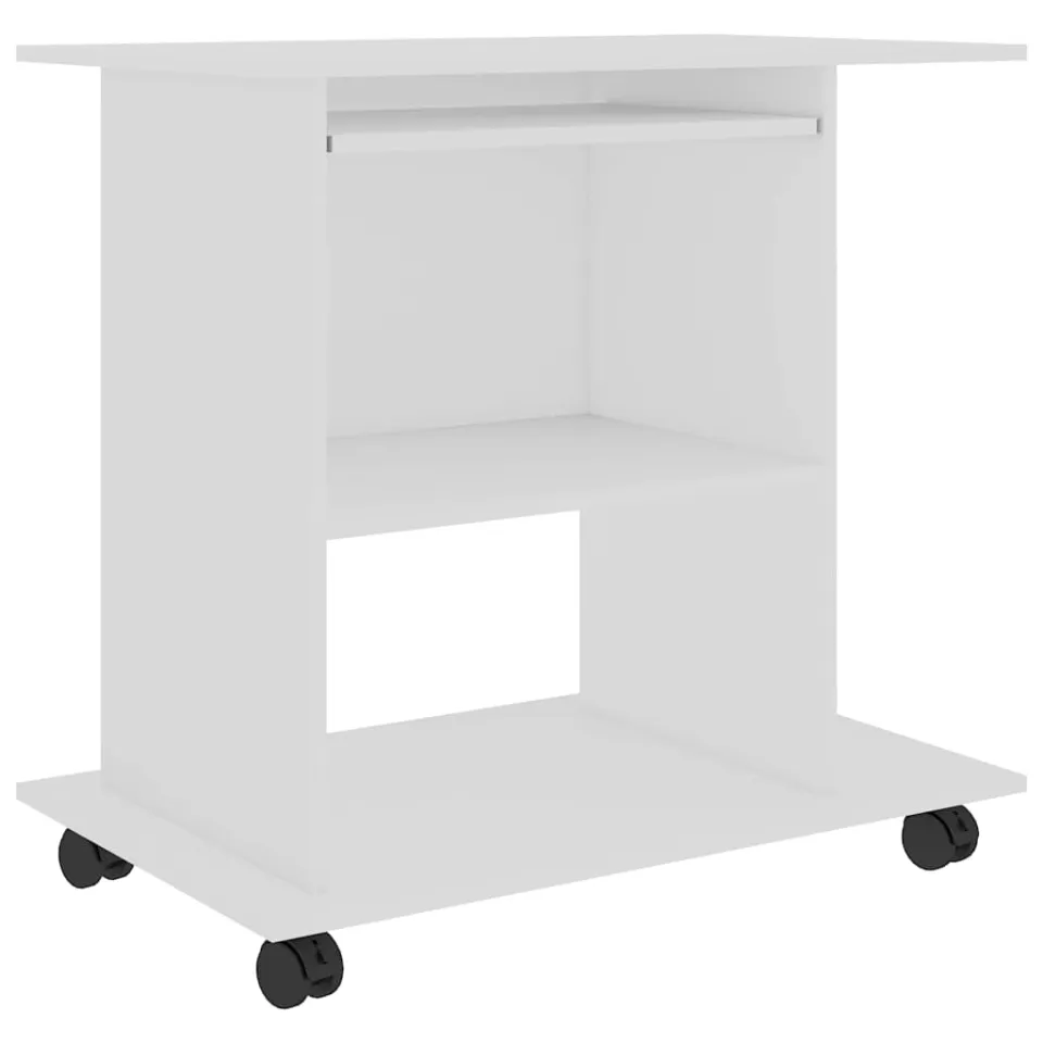 vidaXL Computerbureau 80x50x75 cm bewerkt hout wit, foto 3