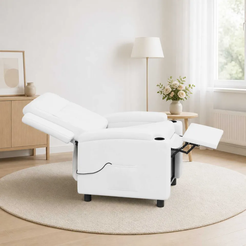 vidaXL Massage-relaxstoel Wit 75 x 95 x 100 cm Stof, foto 4