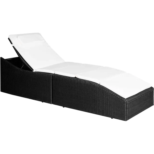 vidaXL Ligbed met kussen poly rattan zwart