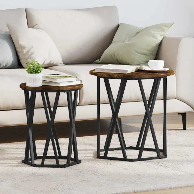 vidaXL Salontafel 2 st Gerookt eiken 50 x 50 x 50 cm Bruin