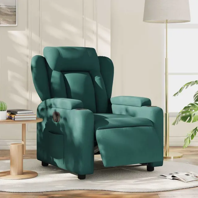 vidaXL Fauteuil verstelbaar elektrisch stof donkergroen groen