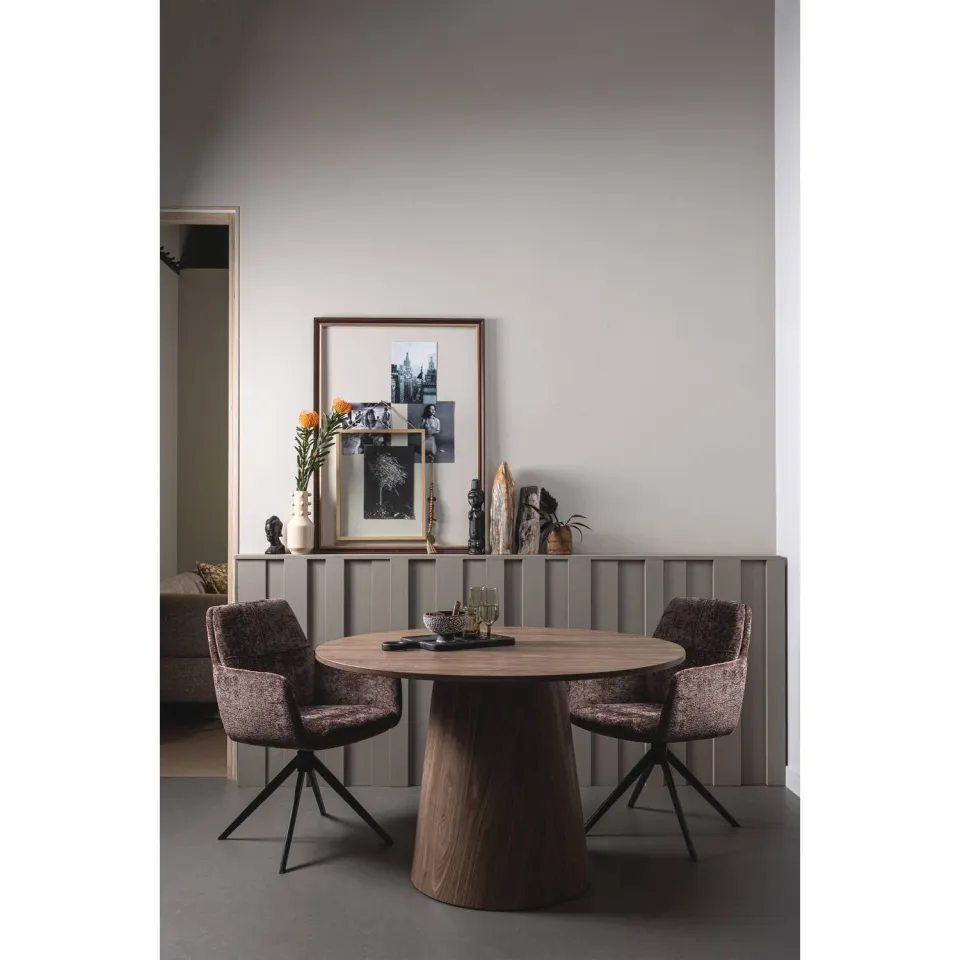 WOOOD Maan Eettafel - MDF - Walnoot - 75x120x120, foto 3