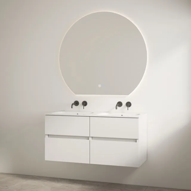 Best Design Duo Wastafel zonder Kraangaten met Onderkast Best Design Bora 120 cm Glans Wit