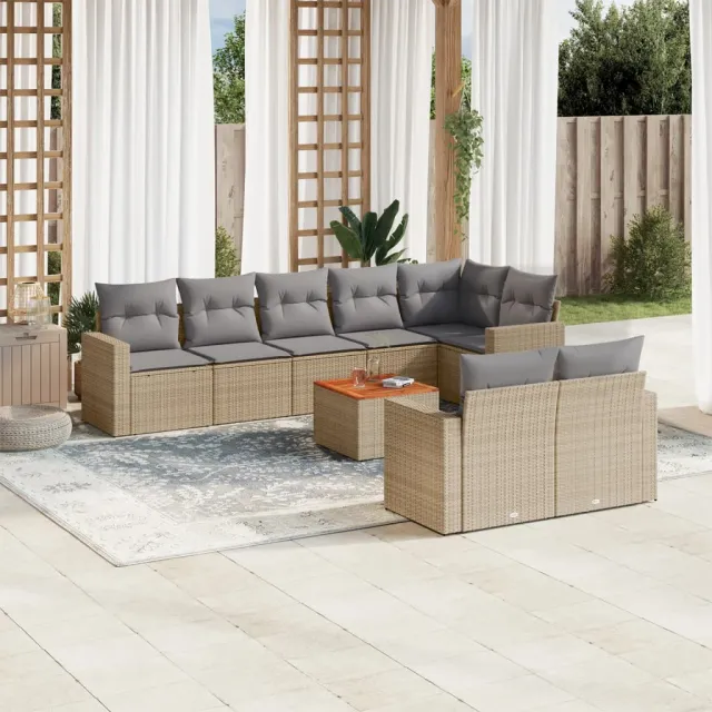 vidaXL Patio Sofa Set 9-zits Beige mix en grijs
