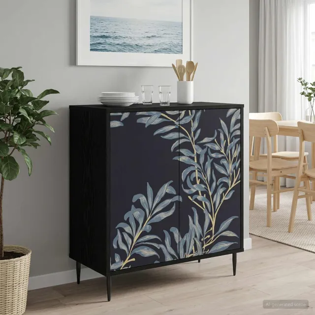 vidaXL Dressoir DOKKUM Zwart eiken 69 x 33 x 76 cm Bewerkt hout, foto 2