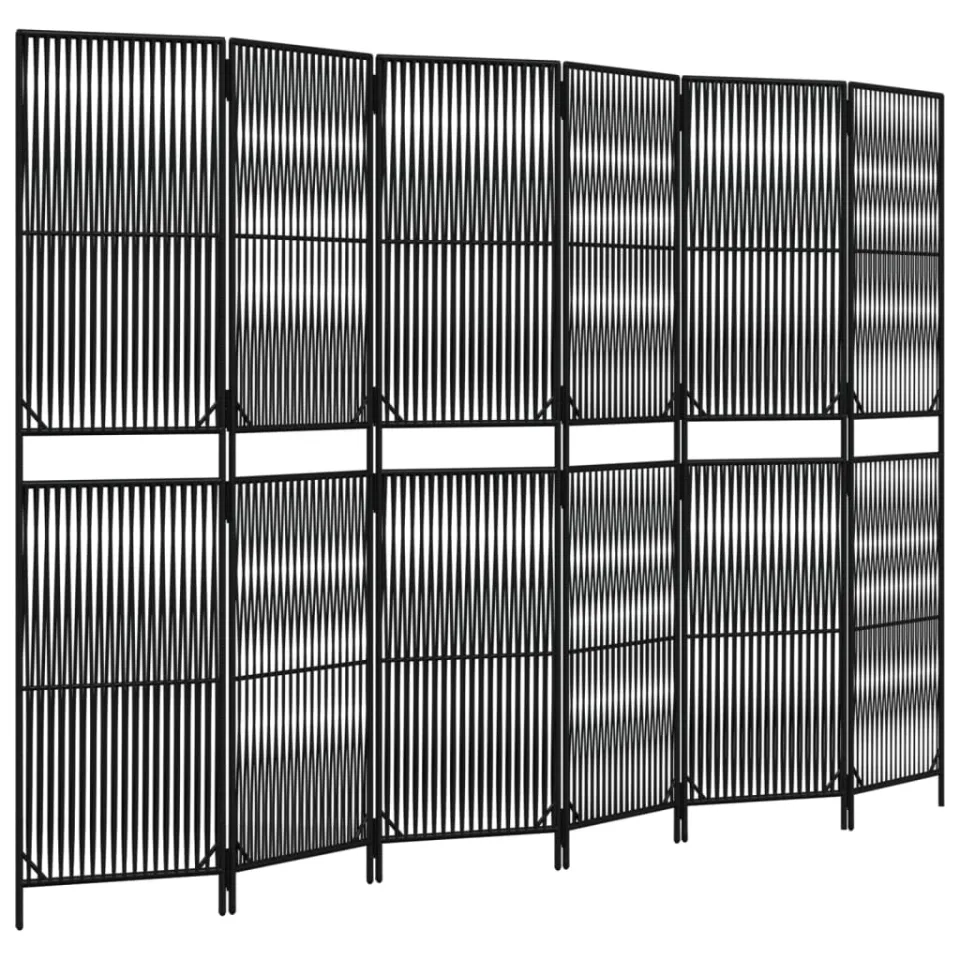 vidaXL Kamerscherm 6 panelen poly rattan zwart