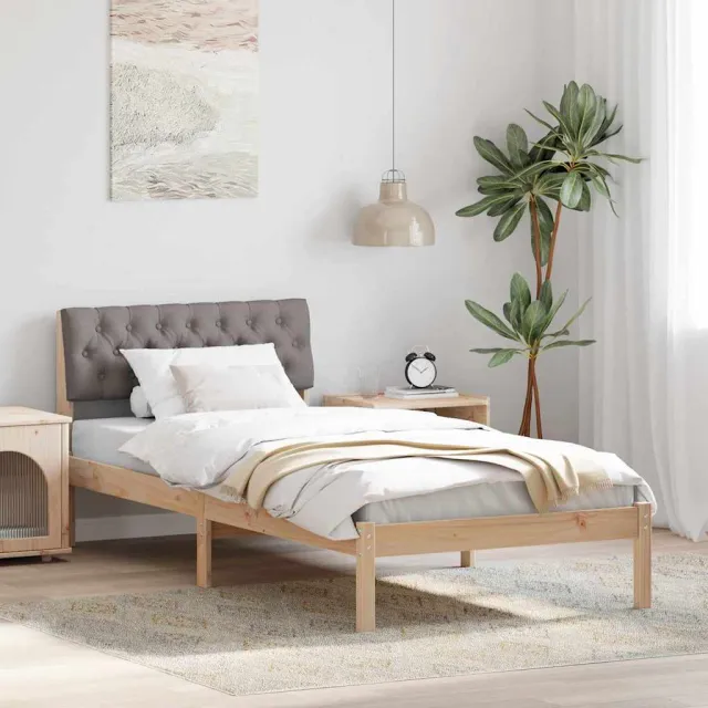 vidaXL Bedframe Bruin en taupe 90 x 190 cm Massief grenenhout