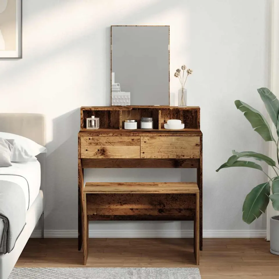 vidaXL Kaptafelkruk 70x35x45 cm bewerkt hout oud houtkleurig bruin, foto 2